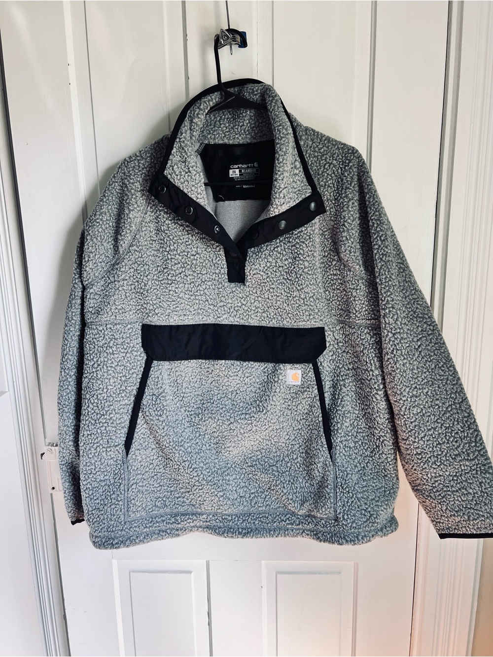 Carhartt Women’s Gray Sherpa Snap Pullover Jacket with Black Trim size 2XL